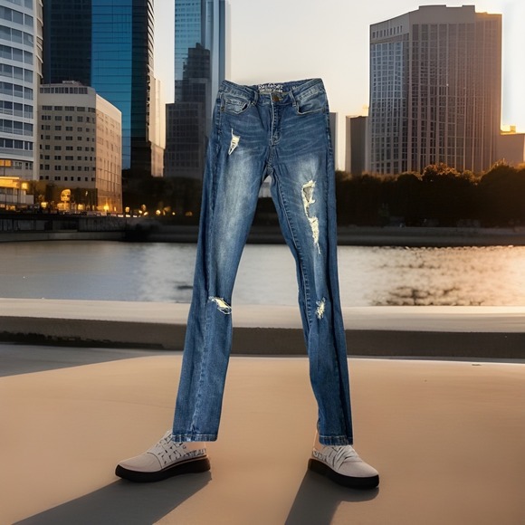 Resfeber Denim - Resfeber New York Collection Skinny Jeans 4 Blue Distressed
